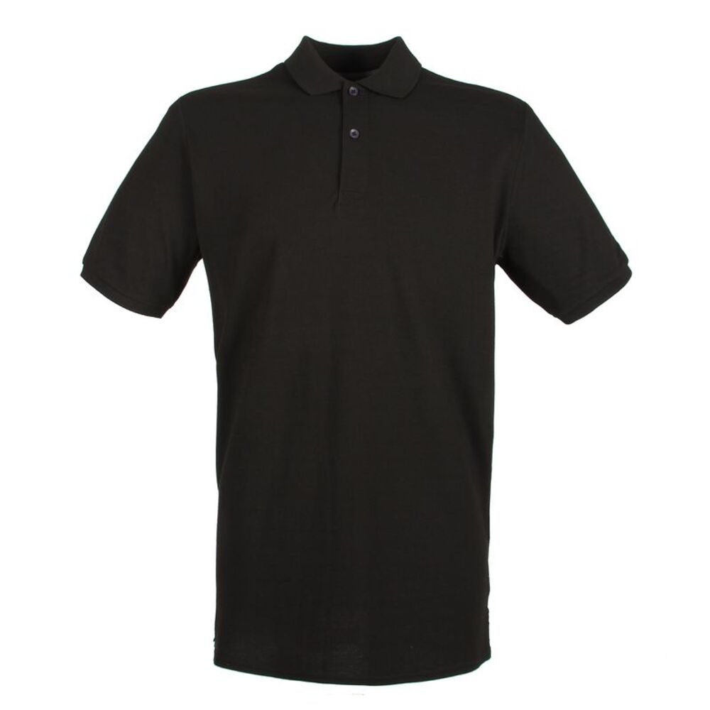 Henbury Mens Modern Fit Cotton Pique Polo Shirt / Black
